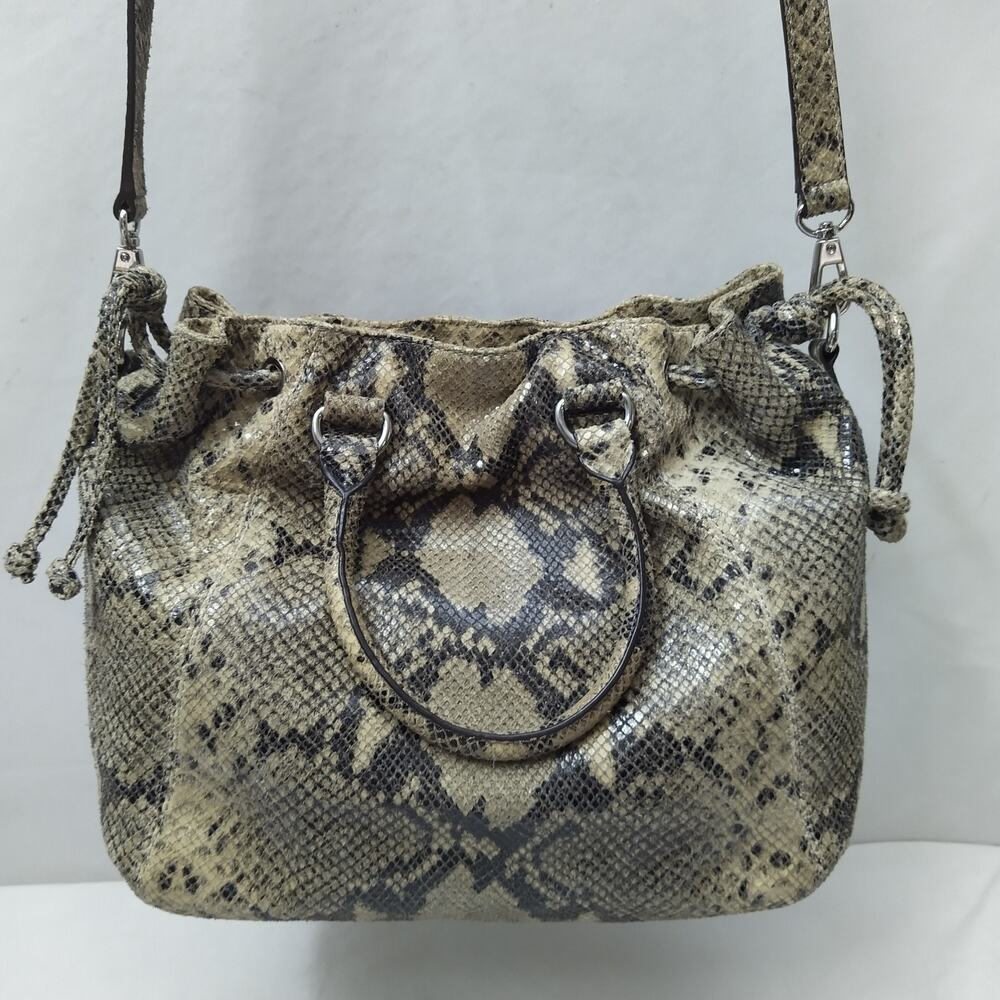 Michael Kors Gray Leather Python Embossed Pushloc… - image 3